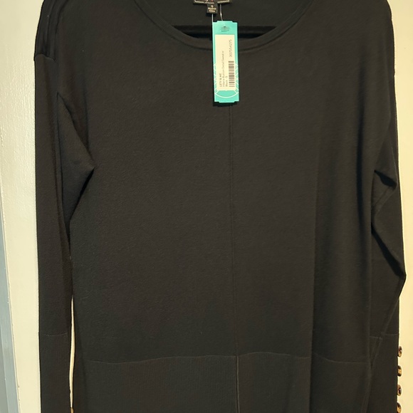 Black tunic length split hem sweater - Picture 2 of 5